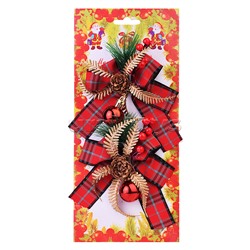 Набор новогодних украшений "Бантики с шишками" красные