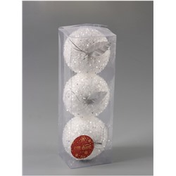 Ёлочные игрушки 3 шт. «Яблочко» 7×7.5 см, белый