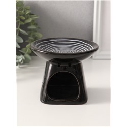 Аромалампа для эфирных масел «Водоворот», керамика, чёрная, 11×11×8 см