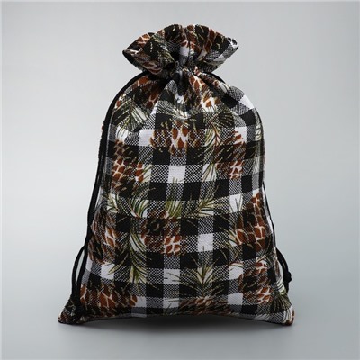 Мешочек подарочный холща «Новогодняя клетка», 16×24 см ± 1.5 см