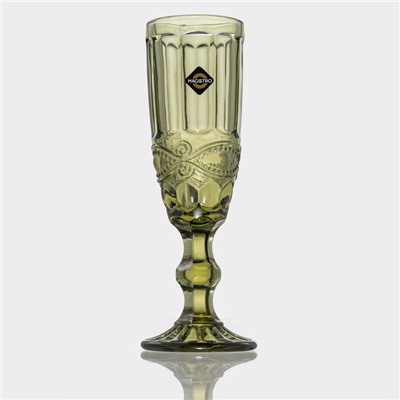 Бокалы для шампанского Magistro «Ла-Манш», 160 мл, 7×20 см, набор 6 шт., стекло, зелёные