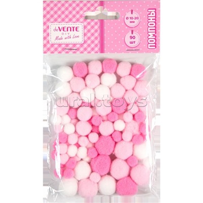 Набор помпонов для творчества "DIY" 90 шт, ассорти размеров и цветов