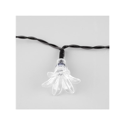 Гирлянда «Нить», 4.5 м, уличная, с насадками «Цветок», IP44, 30 LED, 2 режима, солнечная батарея, тёмная нить, свечение жёлтое/аквамарин