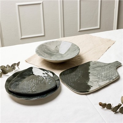 Блюдо керамическое «Стоун», 29.7×17.5 см, серое, Dolce Ceramo