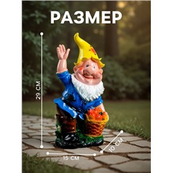 Садовая фигура из гипса «Гном с яблоками», 29×10×15 см