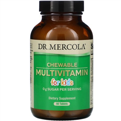 Dr. Mercola, Жевательные мультивитамины для детей, 60 таблеток