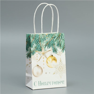 Пакет подарочный новогодний крафтовый «Роскошь Нового года», 15×10×6 см