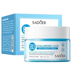 SADOER Увлажняющий крем для лица и шеи с гиалуроновой кислотой 8D , 30 гр