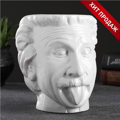 Декоративное кашпо для цветов «Эйнштейн», 1.6 л, 16×15 см, керамическое, белое