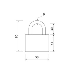 Замок навесной, 52×80 мм, 3 ключа