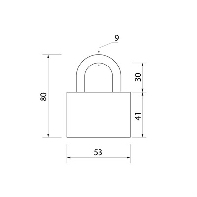 Замок навесной, 52×80 мм, 3 ключа
