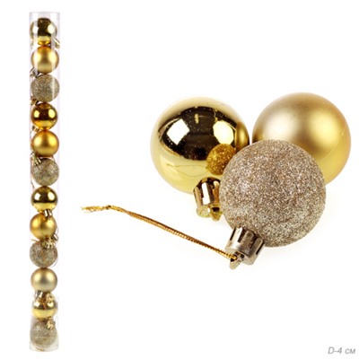 Елочные шары 12 штук 4 см / HX-12/2 /уп 192/ золото