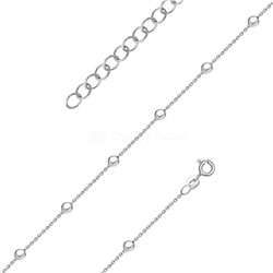 Цепь из серебра родированная - 50 см с удлинением 925 пробы 070011R025L50