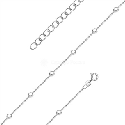 Цепь из серебра родированная - 50 см с удлинением 925 пробы 070011R025L50