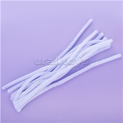 Проволока пушистая Шенил для творчества 0,6x30 см, 30 шт, цвет белый, в пластиковом пакете с блистерным подвесом