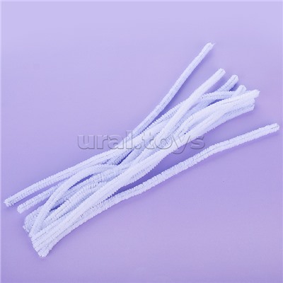 Проволока пушистая Шенил для творчества 0,6x30 см, 30 шт, цвет белый, в пластиковом пакете с блистерным подвесом