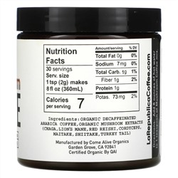 LA Republica, Mushroom Coffee W/ 7 Superfood Mushrooms, Decaf, 2.12 oz (60 g)