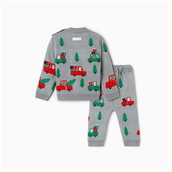 Костюм для мальчика (джемпер, штаны) вязаный «Крошка Я. Машинки», рост 68-74 см