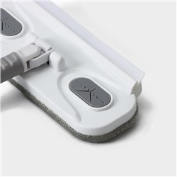 Щётка для окон Raccoon, телескопическая нержавеющая ручка 77(123) см, силиконовый сгон 22 см, велюровая насадка 22×7 см, цвет МИКС