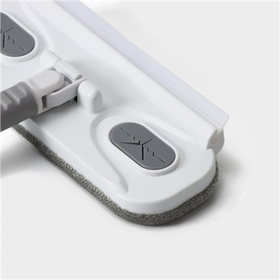 Щётка для окон Raccoon, телескопическая нержавеющая ручка 77(123) см, силиконовый сгон 22 см, велюровая насадка 22×7 см, цвет МИКС