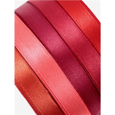 Атласная лента, набор 5 шт., 10 мм, 23±1 м, красная, бордовая