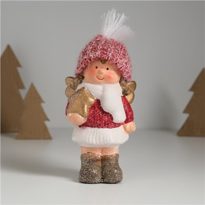 Фигурка керамика «Девочка-ангел в красном наряде, со звёздочкой», 7.5×5.5×17.5 см