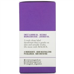 Magsol, Magnesium Deodorant, Lavender, 3.2 oz (95 g)
