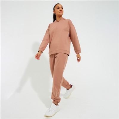 Костюм женский (худи, брюки) MINAKU: Casual Collection, размер 52, песочный