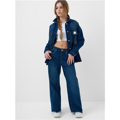 Брюки текстильные джинсовые для девочек