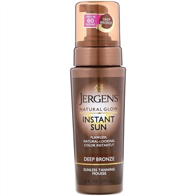 Jergens, Мусс для автозагара Natural Glow, Instant Sun, оттенок Deep Bronze, 177 мл