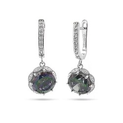 Серьги из серебра мистик кварц, МЦВ010мк
