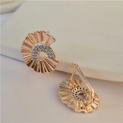 Серьги ювелирная бижутерия коллекция "Дубай", покрытие позолота, вставка: фианиты, цвет: прозрачный, арт.216.424