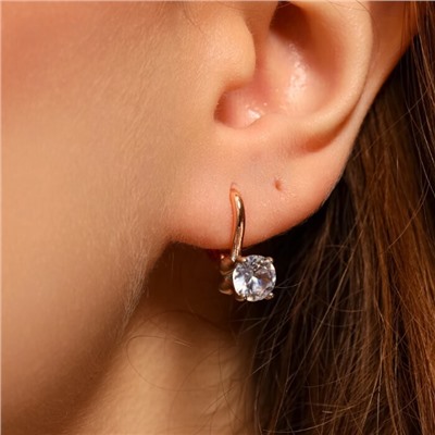 Серьги цветы ювелирная бижутерия коллекция "Дубай", покрытие позолота, вставка: фианиты, цвет: прозрачный, арт.213.585