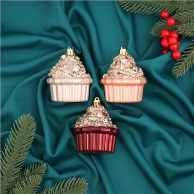 Ёлочные игрушки 3 шт. «Пирожное Феерия нежность» 8×5.5 см, МИКС