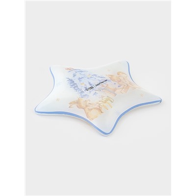 Блюдо сервировочное новогоднее Доляна «Новый Год в лесу», d=15 см, стекло, белое, голубое