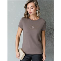 Нарядная футболка с принтом фольгой из премиального хлопка с эластаном