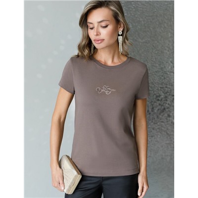 Нарядная футболка с принтом фольгой из премиального хлопка с эластаном