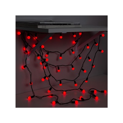 Гирлянда «Нить» 20 м с насадками «Шарики 1.5 см», IP44, тёмная нить, 200 LED, свечение красное, 8 режимов, 220 В