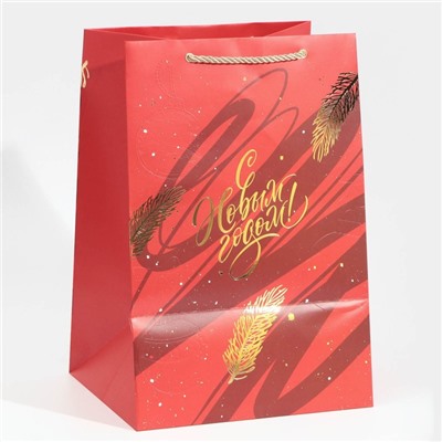 Пакет подарочный новогодний ламинированный «С Новым годом», 23×35×20 см