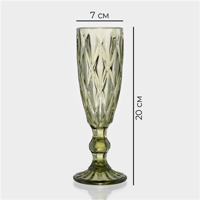 Бокалы для шампанского Magistro «Круиз», 160 мл, 7×20 см, стекло, набор 6 шт., зелёные