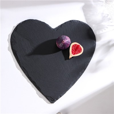 Блюдо для подачи Magistro Valley, из сланца, 30×29 см, в виде сердца, чёрное