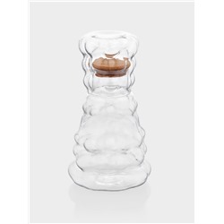 Графин «Рельеф», 1 л, 13×13×24 см, со стаканом 350 мл, с бамбуковой крышкой, стекло, прозрачный