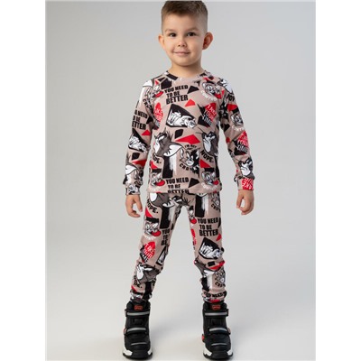 Термокомплект трикот. для мальчиков: фуфайка (футболка) с длин. рук, брюки