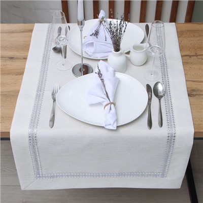 Дорожка Этель со стразами, 118×60 ±5 см, цвет молочный, п/э