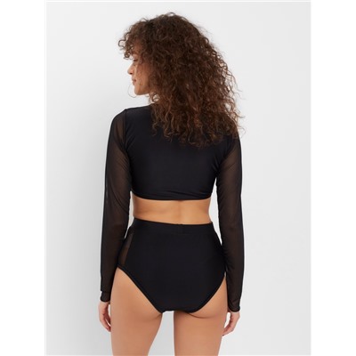 Купальник женский раздельный с длинными рукавами MINAKU цвет чёрный, размер 48