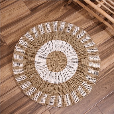 Ковёр на пол круглый натуральный плетёный «Кольца», из водорослей, 80 см