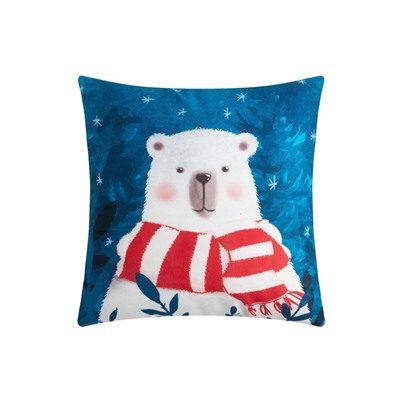 Подушка декоративная новогодняя «Этель. Мишка», 40×40 см, 100% п/э, велюр