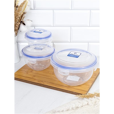 Набор пластиковых контейнеров Люкс круглый 3 штуки 330/780/1500 мл / YP3036A /уп 24/ ДОП СКИДКА НА КОРОБ 3%