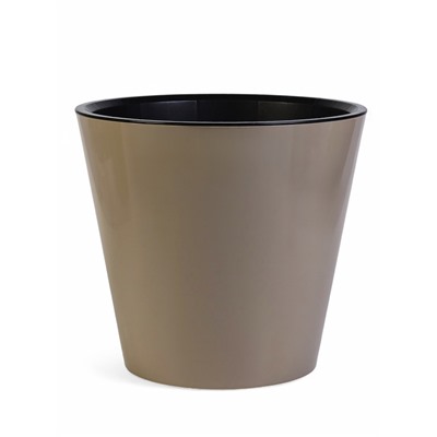 Кашпо для цветов с дренажной вставкой Rosemary, 16 л, d=33 см, пластиковое, на колёсиках, бежевое