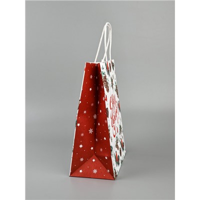 Пакет бумажный подарочный новогодний крафт «Новый год» 27×21×11 см